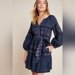 Anthropologie Skye Embroidered Mini Dress